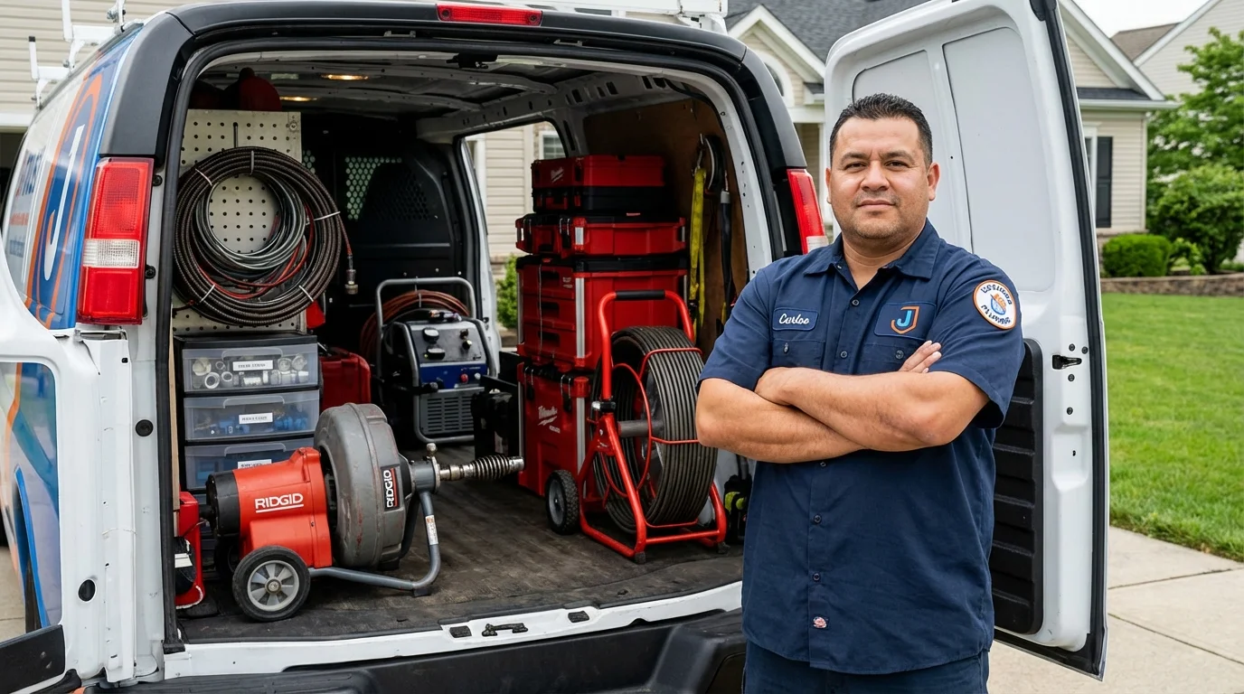Professional drain cleaning equipment and Johns Plumbing LLC plumber in Moss Point