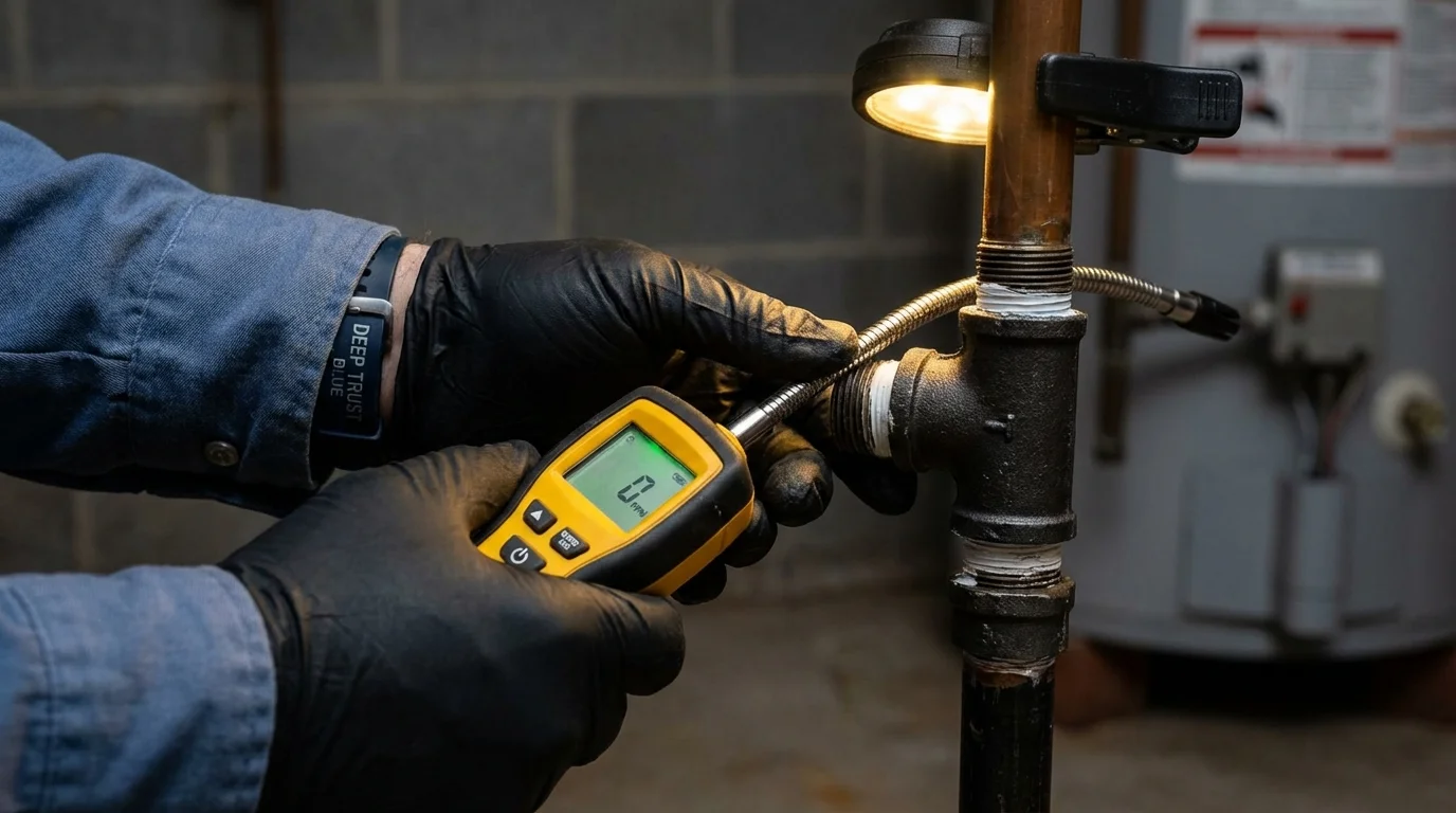 Gas leak detection with electronic sniffer by Johns Plumbing LLC in Moss Point
